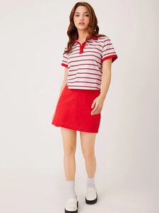 La mayoría de las camisetas polo de estilo a rayas de alto rendimiento para mujer, logotipo de diseño personalizado, camisetas polo informales a precio barato - Product Image 6