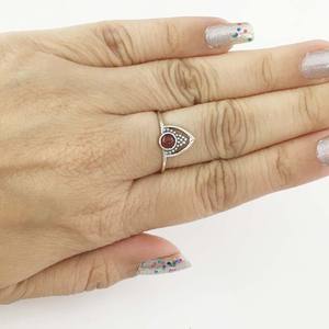 Superior Quality 925 Sterling Silver Fashion Ring with Natural <b>Red</b> Onyx Gemstone Bezel Setting Classic Style for Wedding Party - Product Image 5