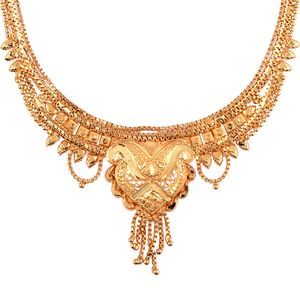 Bijoux indiens Bollywood plaqué or collier ras du cou boucles d'oreilles ensemble de bijoux pour femmes filles - Product Image 2