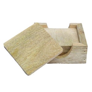 High Quality Wooden Coaster Set with Storage Box | Natural Wood Drink Coasters for Coffee <b>Table</b> | <b>Table</b> <b>Protection</b> Coaster Set - Product Image 3