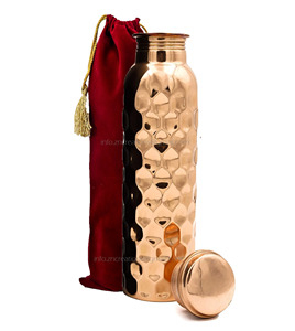 Botella de Agua de Cobre 100% Hecha a Mano de 950 ml con Patrón de Diamantes, a Prueba de Fugas, con Logotipo Personalizado, Apta para Lavavajillas, Ecológica y Saludable - Product Image 2