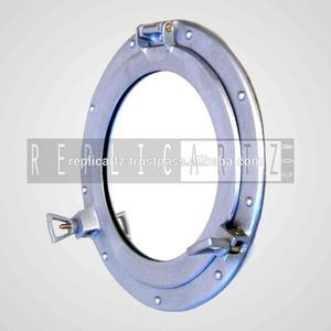 Nautical Porthole Wall Mirror | Ship Style Round Decorative Mirror | Metal <b>Frame</b> Marine Home Decor Wall Hanging Accent Mirror - Product Image 4