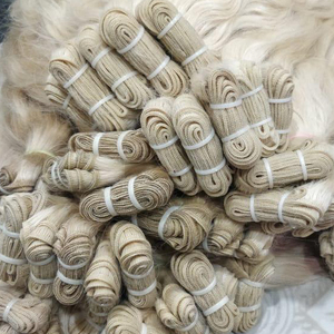 Haute qualité sud indien brut Temple cheveux cuticules alignées couleur 60 Blonde Machine Double trame simple dessiné Extensions de cheveux - Product Image 1