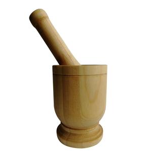 Mortero de madera y Mazo, triturador de prensa de mazo y especias, conjunto de mortero de madera, forma redonda y producto de venta - Product Image 6