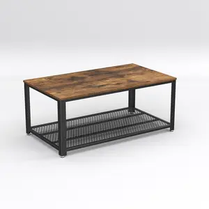 Vasagle móveis de madeira para sala de estar, moldura de metal personalizada rústica mesa de chá salontafel