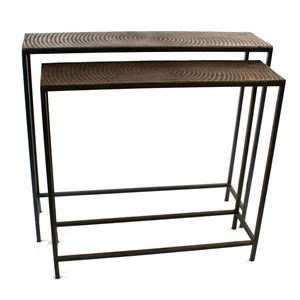 Modern Rectangular Iron Nested <b>Table</b> Set of 2 with Textured Top for Living Room Bedroom <b>Console</b> Furniture Wholesale Bulk Buyers - Product Image 1