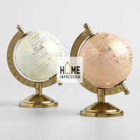Plateau de rangement en bois, Vintage, luxueux, en métal et en bois, organiseur de bureau, Globes