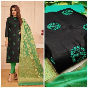 ชุดเดรส Chudidar ผ้าฝ้ายสำหรับผู้หญิง,ชุดสูทผ้าฝ้ายบริสุทธิ์ Banarasi Dupatta - Product Image 4