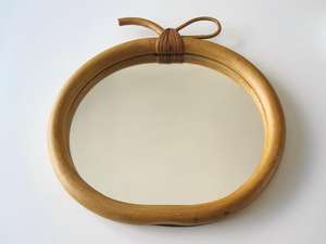 <b>Vintage</b> Apple Design Wood Frame Wall <b>Mirror</b> Traditional Modern Style for Kitchen Bathroom Restaurant Desktop Decorative Usage - Product Image 2