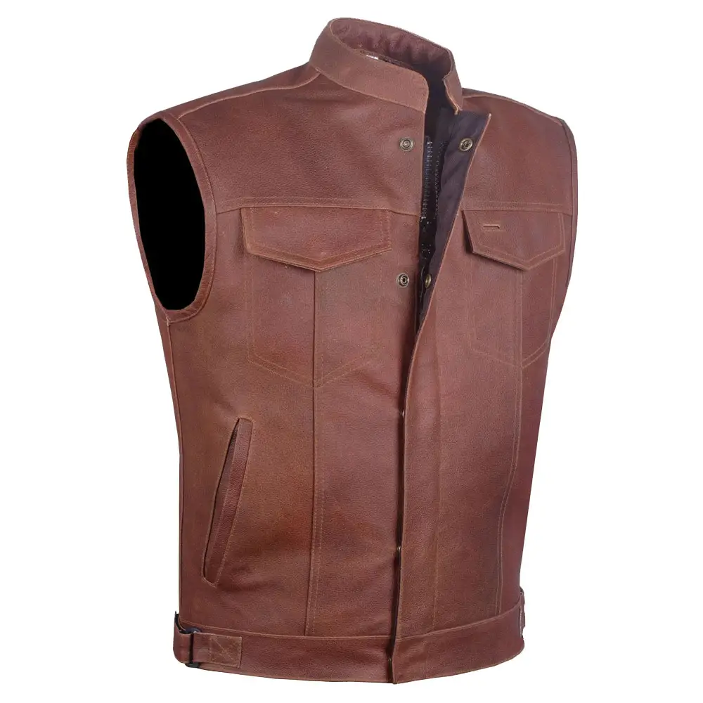 New Arrival 100% Genuine leather Top High Quality Men Leather Vest Latest Design Bike Leather Vest For Men