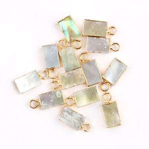 ตัวเชื่อมต่อเปลือกหอยมุกธรรมชาติขั้วต่อจี้ทองเหลืองชุบทองทรงสี่เหลี่ยมผืนผ้า - Product Image 2