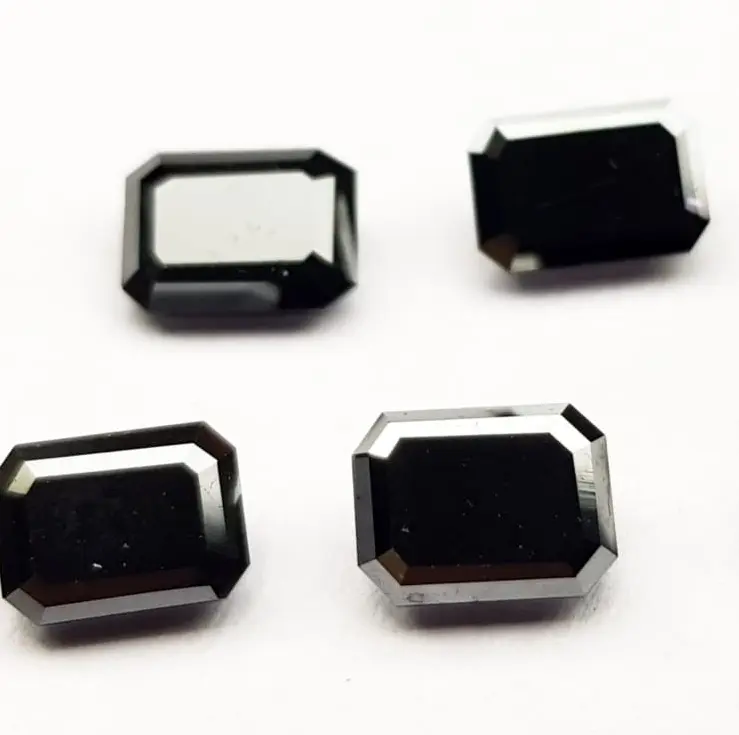 Acheter maintenant Pierre naturelle de diamant noir à facettes octogone taille émeraude pierre précieuse en vrac à prix d'usine de gros fournisseur régulier boutique