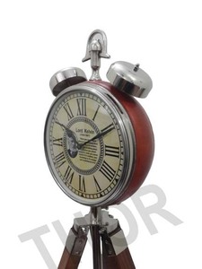 Decorative Table Clock Chrome Finishes Brown Clock on Tripod Wood Stand Office School Leather Table Clock Study Room Home Decor - Product Image 3