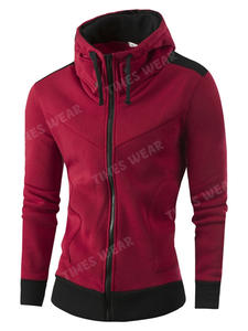 Custom Logo High Quality Slim Fit Zipper Patchwork Men's Fleece Hoodie Polyester/Cotton Quick-Dry - Product Image 4