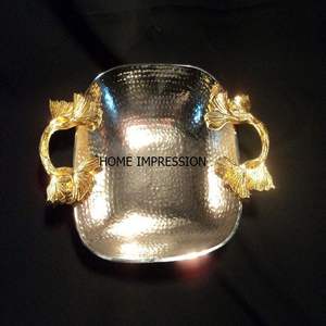 ชามทองเหลืองพร้อมที่จับออกแบบดอกไม้สำหรับภาชนะใส่อาหาร - Product Image 3