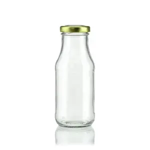 Personnalisé 100ml 200ml 500ml Bouteille ronde en verre lait café boisson bouteilles de jus en verre vides avec <span class=keywords><strong>bouchon</strong></span> - Product Image 4