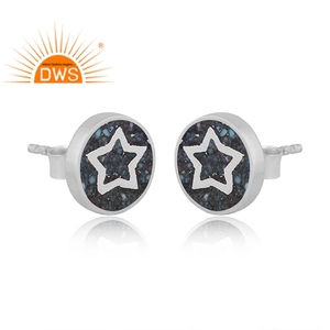 Trendy 925 Fine Sterling Silver Natural Arizonaturquoise <b>Stud</b> <b>Earring</b> Jewelry For Women Gift For Her Party Gift - Product Image 2