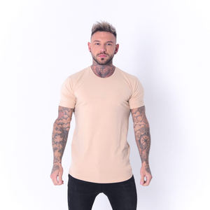 Nouveaux hommes coton à manches courtes T-Shirt Fitness Slim Patchwork noir T-Shirt ourlet incurvé hommes Gym T-Shirts - Product Image 4