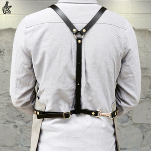 Custom LOGO Cafe Workwear Sling <b>Apron</b> Fashion <b>Denim</b> Canvas Leather <b>Apron</b> - Product Image 3