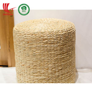 Jacinthe d'eau naturelle ronde pouf paille tissée à la main Design Vintage D40cm diamètre haute qualité en gros - Product Image 6