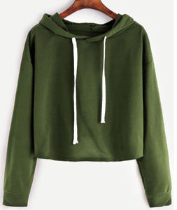 Pull à capuche 100% coton pour femmes haut court à manches longues avec coupe confortable couleur personnalisée nouveau Style Streetwear pour l'hiver - Product Image 5