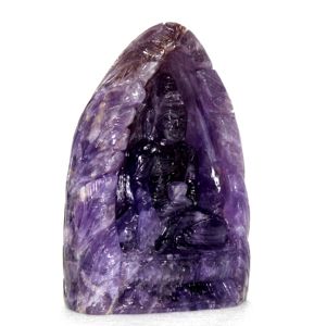 Estatua de Buda hecha a mano de amatista, piedra curativa, escultura de Ganesha, escultura de estatuilla, cristal brasileño, Gema hecha en la India - Product Image 3