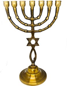 Brass Seven <b>Branches</b> Menorah From Israel-Grftitin Model + Red Strim Breaclet as Gift - Product Image 4