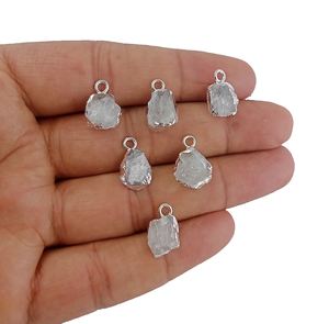 Piedra lunar de arcoíris sin procesar, colgante galvanizado con borde - Product Image 4