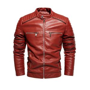Veste rétro en cuir polaire pour hommes, manteau tendance hiver chaud Streetwear pour motos - Product Image 1