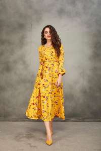 Robe longue brodée en coton et soie pour femmes, carreaux de fleurs, vêtement de styliste, nouvelle Collection 500 - Product Image 2