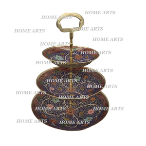 Support de gâteau en laiton à 3 niveaux de qualité supérieure Design tendance Support de gâteau de pâtisserie de forme ronde pour les meilleures ventes - Product Image 4