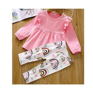 Manufacturer of Top Notch Quality 100% Cotton Made Two Piece Toddler Kids Baby Girls Home Wear Clothing Set from India Premium
