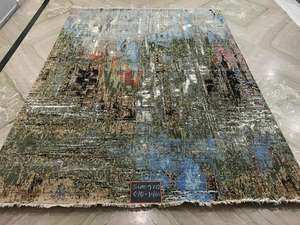 Alfombra de seda de bambú de lana anudada a mano Juego de alfombras hechas a mano - Product Image 6