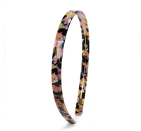 Bandeau rétro à fermeture éclair, dents antidérapantes, en acétate, couleur de coque craquelée, motif léopard tortue, à étroit, 1CM,