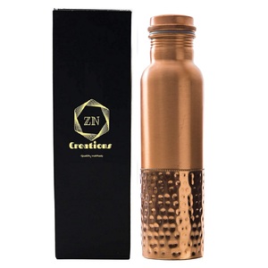 100% Pure Handmade Half Hammered Copper Water <b>Bottles</b> | Copper <b>Bottles</b> Manufacturer | High Quality Custom <b>Bottle</b> - Product Image 2