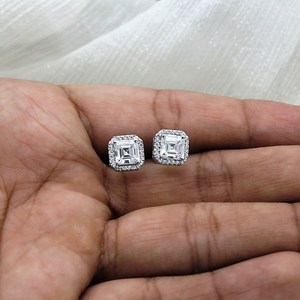 Véritable Moissanite Boucles d'oreilles Femme Push Back Lab Grown Diamond Basket Or en 14k Solide pour Boîte à Bijoux de Mariage Blanc CLASSIQUE - Product Image 5