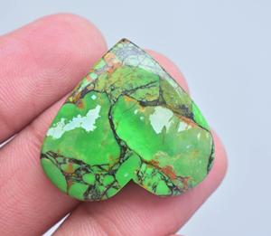 Cabochon de cuivre turquoises en forme de cœur, pierres précieuses, 1 pièce, vente en gros - Product Image 4