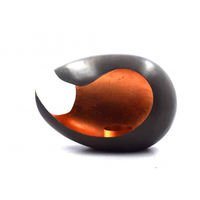 Portavelas de Metal Dorado y Negro con Recubrimiento en Polvo, Hecho a Mano, con Diseño Circular y Acabado Martillado, para Decoración de Interiores/Exteriores, Fiestas, Hogar y Bodas