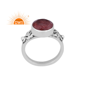 Handmade Design Oxidized Sterling Silver Natural Strawberry Quartz Gemstone <b>Statement</b> <b>Ring</b> Jewelry Manufacturer - Product Image 1