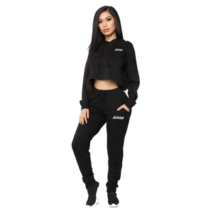 Nuevo estilo Mujeres Fleece Made Hoodies Conjunto completo en Crop Panel Work Sty;e con cuerda de ajuste de capucha para la venta - Product Image 6