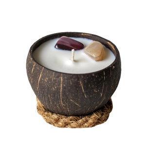 Tazón de vela de coco Natural 100% de la mejor venta/vela en tazón de coco/portavelas de coco biodegradable elegante hecho en Vietnam - Product Image 1