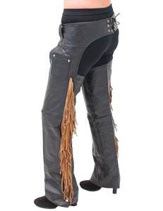 Chapeaux de moto avec franges, chapeaux bruns pour hommes et femmes, équitation en cuir de couleurs noir/marron - Product Image 3