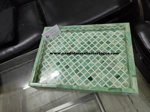 New Arrival Bone-Inlay Kitchen Tray Handmade Rectangle Shape in <b>Mother</b> of Pearl Color for Hotels Restaurants and Eid Serving - Product Image 4