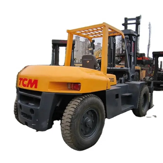 Used Japanese TCM FD100 10 ton Diesel Power Forklift With Positioner For Sales