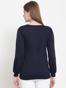 Solide Noir Couleur Avant PU Cuir Patch Conception Nouveaux Styles Excellente Qualité Haute Demande Femmes Sweat Pour La Vente En Gros bon - Product Image 3