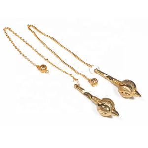 Potenciador de energía positiva Latón Bajrang Péndulos de metal dorado Piedra preciosa de ágata tallada Péndulo de metal de latón curativo hecho a mano - Product Image 1