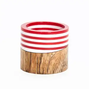 Obral cincin serbet Resin kayu berkualitas tinggi untuk peralatan dapur dan bentuk bulat warna merah muda & PUTIH