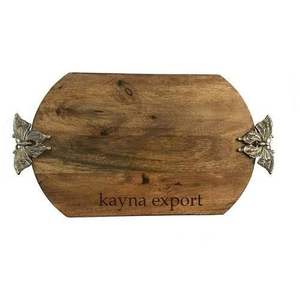 Bandeja de madera para servir con diseño impreso, esmalte, acabado brillante, bandeja decorativa para servir té para restaurante y hotel - Product Image 3