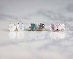 92.5 Sterling Silver Natural Rose Quartz Faceted Round Shape Gemstone Prong Setting <b>Beautiful</b> Studs <b>Earring</b> Women Cute Gift - Product Image 6