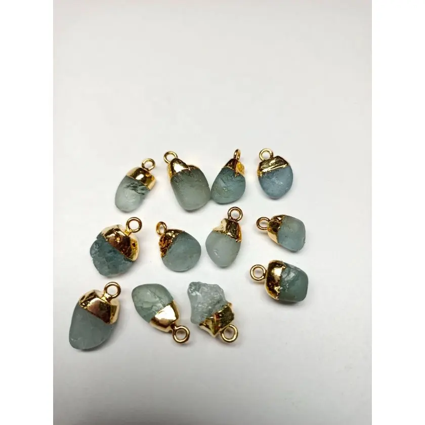 Pedras preciosas aquamarinas naturais do conector, acessórios de joias douradas e pendentes de pedra preciosa para o mês de março